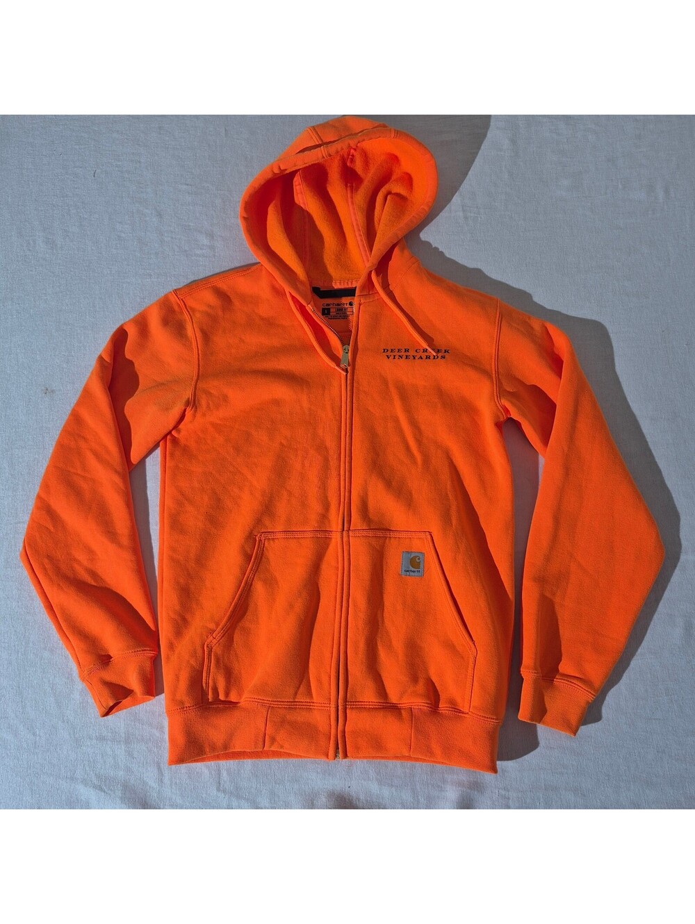 Carhartt Blaze Orange Deer Creek Vineyards S Small Zip Hoodie Jacket